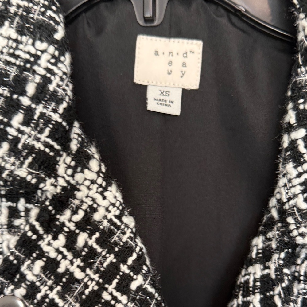 NWT A New Day Black and White Tweed Moto Jacket - Picture 4 of 11